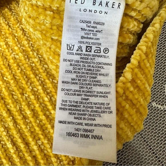 Ted Baker Innia Chenille Sweater in Yellow Sz 0 ( US Sz 2) - Picture 7 of 10